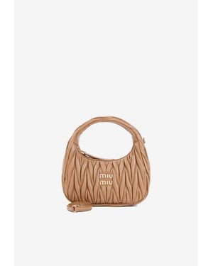 Miu Miu Small Wander Matelassé Hobo Bag - White