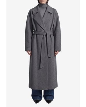 Frankie Shop Issen Belted Wool Coat - Gray