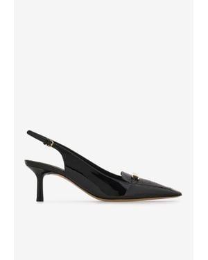 Ferragamo Dilli 55 Vara Buckle Slingback Court Shoes - Black