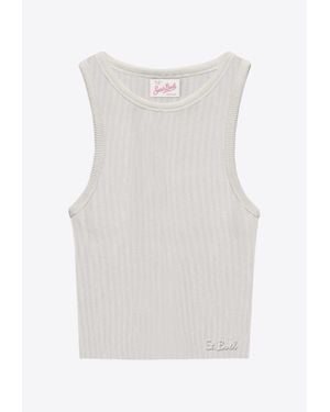 Mc2 Saint Barth Rib Knit Crewneck Tank Top - White