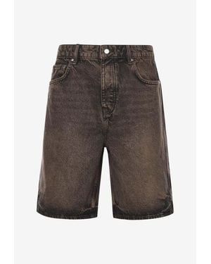 Represent Washed Denim Bermuda Shorts - Grey