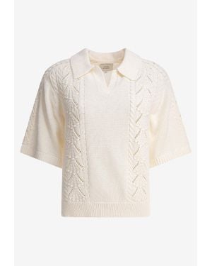 Loulou de Saison Kina Knitted Polo T-Shirt - White