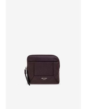 Jimmy Choo Compact Leather Zip Cardholder - Purple
