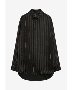 Balenciaga Pinstriped Long-Sleeved Shirt - Black