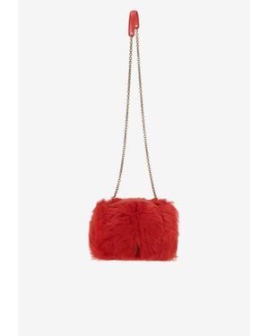 Saint Laurent Small Kate Reversible Fur Shoulder Bag - Red