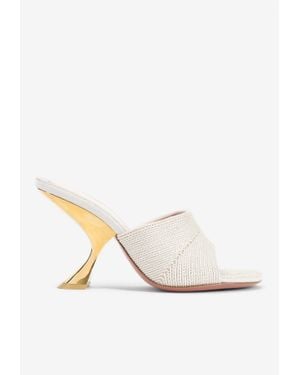 AMINA MUADDI Taylor 90 Woven Raffia Mules - White