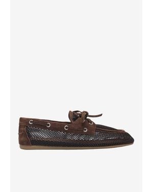 Miu Miu Perforated Leather Loafers - Brown