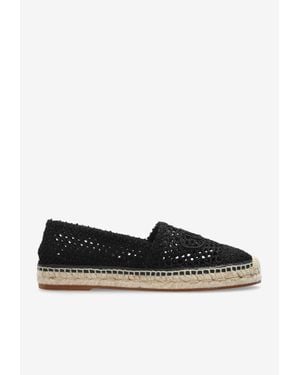 Chloé Isla Logo Embroidered Crochet Espadrilles - Black
