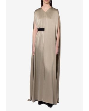 ROKSANDA Fyeris Caped-Overlay Belted Gown - Brown
