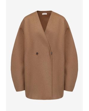 Ruohan Cocoon Oversized Wool Coat - Brown