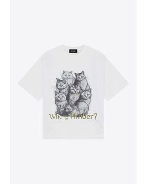 we11done Printed Cats T-Shirt - White