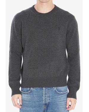 Ami Paris Ami De Coeur Cashmere Sweater - Grey