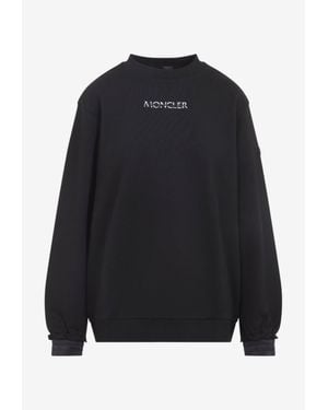 Moncler Logo-Print Cotton Sweatshirt - Blue