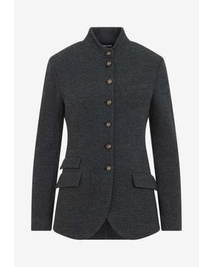 Giorgio Armani Herringbone Wool Blazer - Black