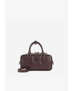 Miu Miu Arcadie Calf Leather Top Handle Bag - Brown