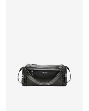 Prada Aged-Effect Nappa Leather Crossbody Bag - Brown