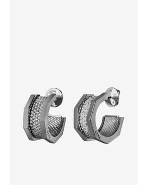 Eera Tubo Diamond Paved Earrings - Metallic