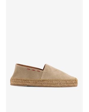 Kiton Suede Logo Espadrilles - White