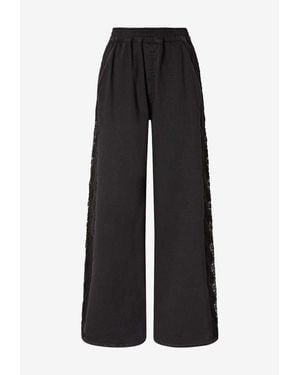 Pinko Lace-Trimmed Wide-Leg Pants - Black