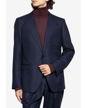 Dolce & Gabbana Taormina Single-Breasted Wool Jacket - Blue