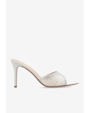 Gianvito Rossi Rania 85 Crystal Mesh Mules - White