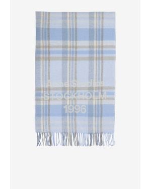 Acne Studios Wool And Cashmere Check Scarf - Blue