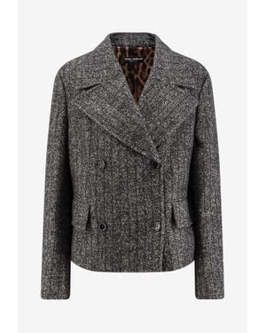 Dolce & Gabbana Double-Breasted Oversized Wool Coat - Black