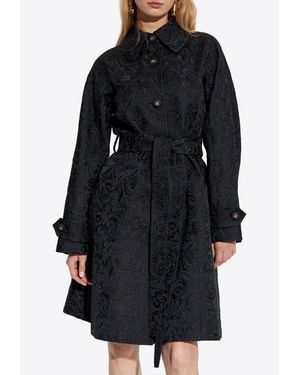 Dolce & Gabbana Floral Jacquard Wool Coat - Black