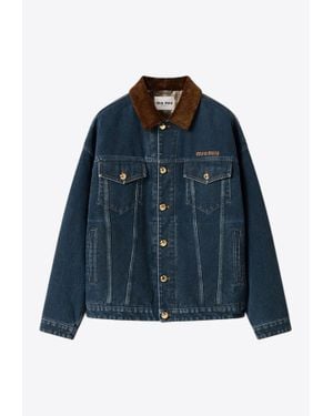 Miu Miu Velvet Collar Denim Jacket - Blue