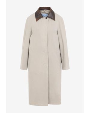 Prada Single-Breasted Belted Coat - Natural