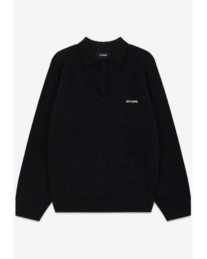 we11done Layered Wool Polo Sweater - Black