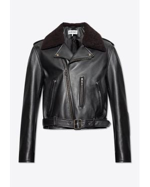 Loewe Biker Leather Jacket - Black
