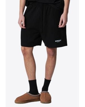 Represent Logo-Print Drawstring Short - Black