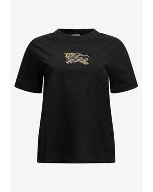 Burberry Ekd Check Crewneck T-Shirt - Black
