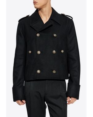 Dolce & Gabbana Short Wool Military-Style Coat - Black