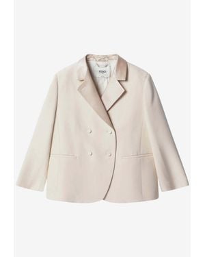 Fendi Single-Breasted Wool Blazer - Natural