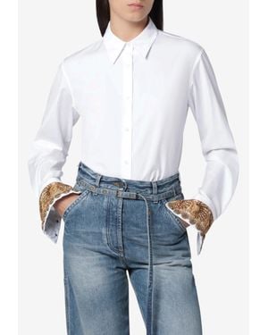 Dries Van Noten Bead-Embroidered Cuff Long-Sleeved Shirt - White