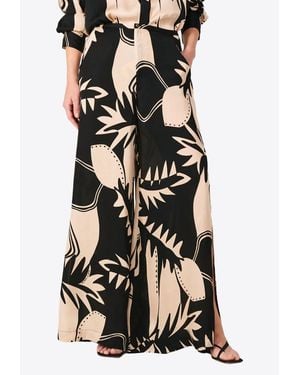 Poupette Clea Printed Wide-Leg Pants - Black