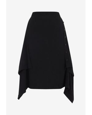 Lemaire Asymmetric Draped Knit Midi Skirt - Black