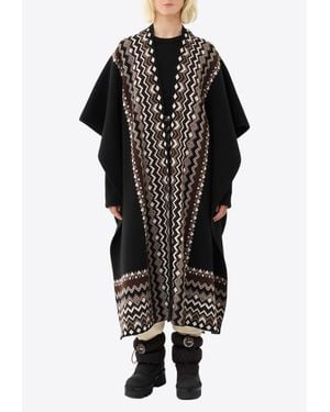 Chloé Ruana Wool-Blend Cape - Black