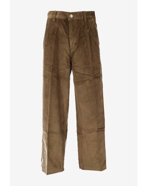 Ami Paris Buttoned Wide-Leg Pants - Natural