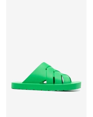 Bottega Veneta Crisscross Rubber Slides - Green