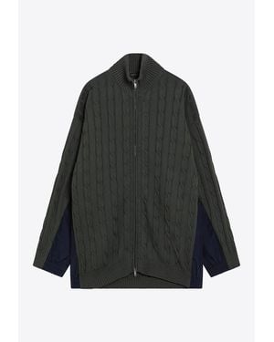 Balenciaga Hybrid Panelled Zip Up Sweatshirt - Black