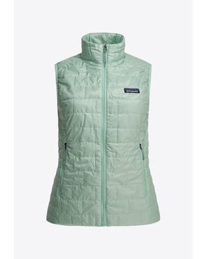 Patagonia Logo-Patched Zip-Up Vest - Green