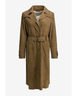 Golden Goose Peggy Suede Trench Coat - Green