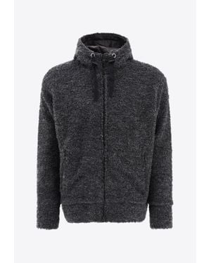 Junya Watanabe Textured Drawstring Zip-Up Hoodie - Black