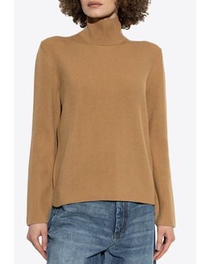 Etro Ribbed Knit Turtleneck Wool Sweater - Blue