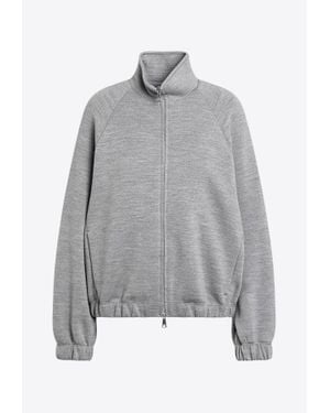 Max Mara Frine Wool-Blend Zip-Up Sweatshirt - Grey
