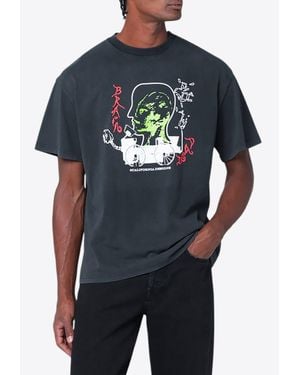 Brain Dead Alien Tractor Printed T-Shirt - Blue