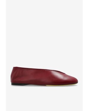 Moschino Duck Nappa Leather Ballet Flats - Red
